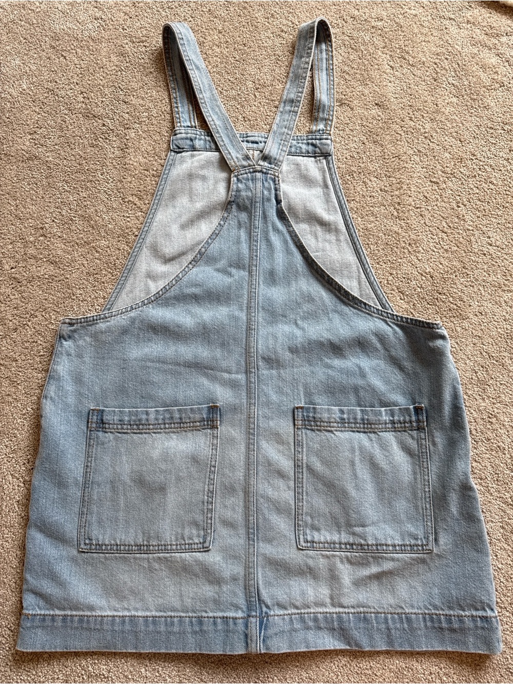 Universal Thread Denim Overall Dress Medium Pinafore Light Wash Pocket Mini - Picture 3 of 5